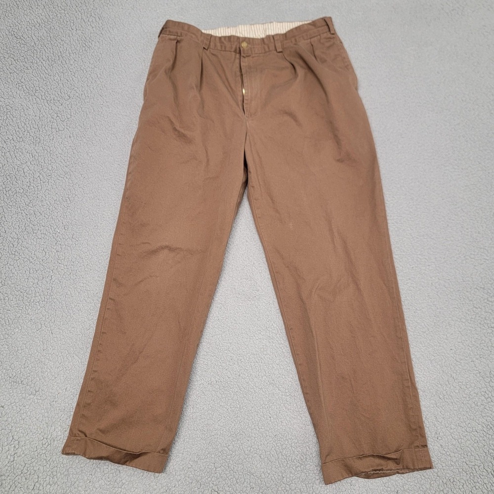 Bills Khakis Pants Mens 38x30 (Fits 36x32) Brown M1P Pleated Cuffed Chino Taper